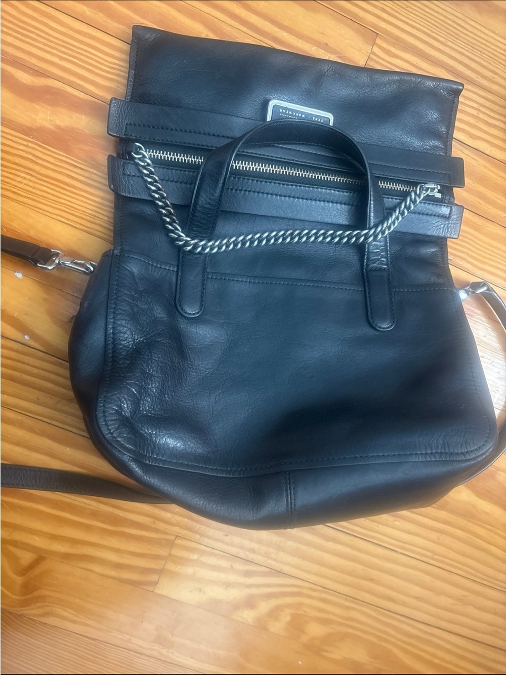 Marc Jacobs Black Leather Satchel with Silver Chain - Picture 2 of 5